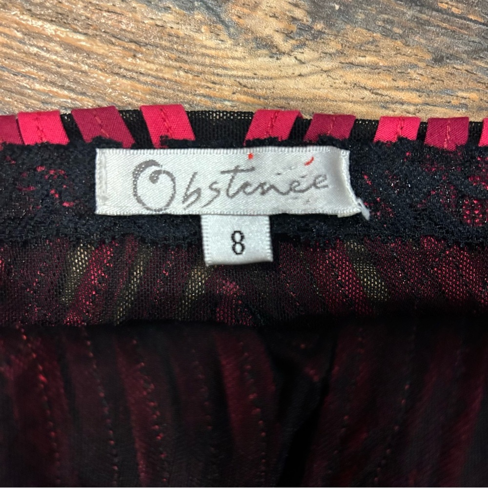 Obstinée Y2K Red & Black Geometric Strappy Top | Size 8 - Picture 3 of 8